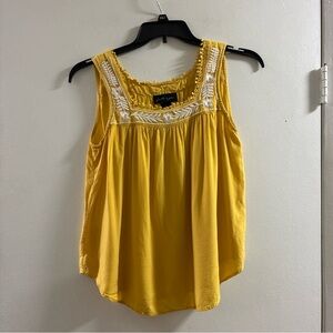 Faith & Zoe Yellow Embroidered Scoop Neck Tank